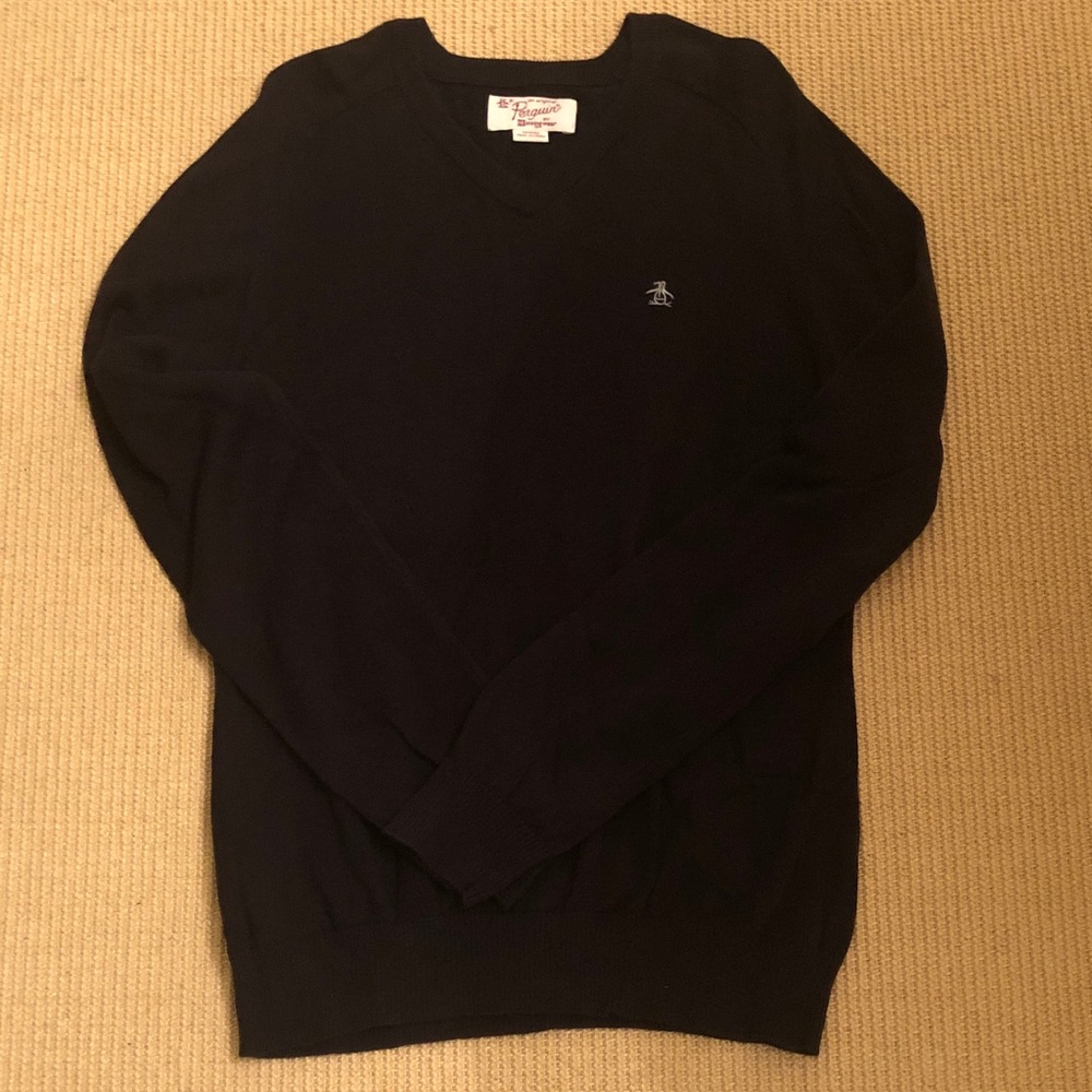 Original Penguin Men's Black V-Neck Pullover Sweater preowned size M